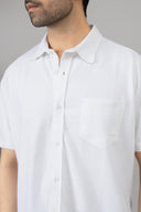 White Knitted Casual Shirt