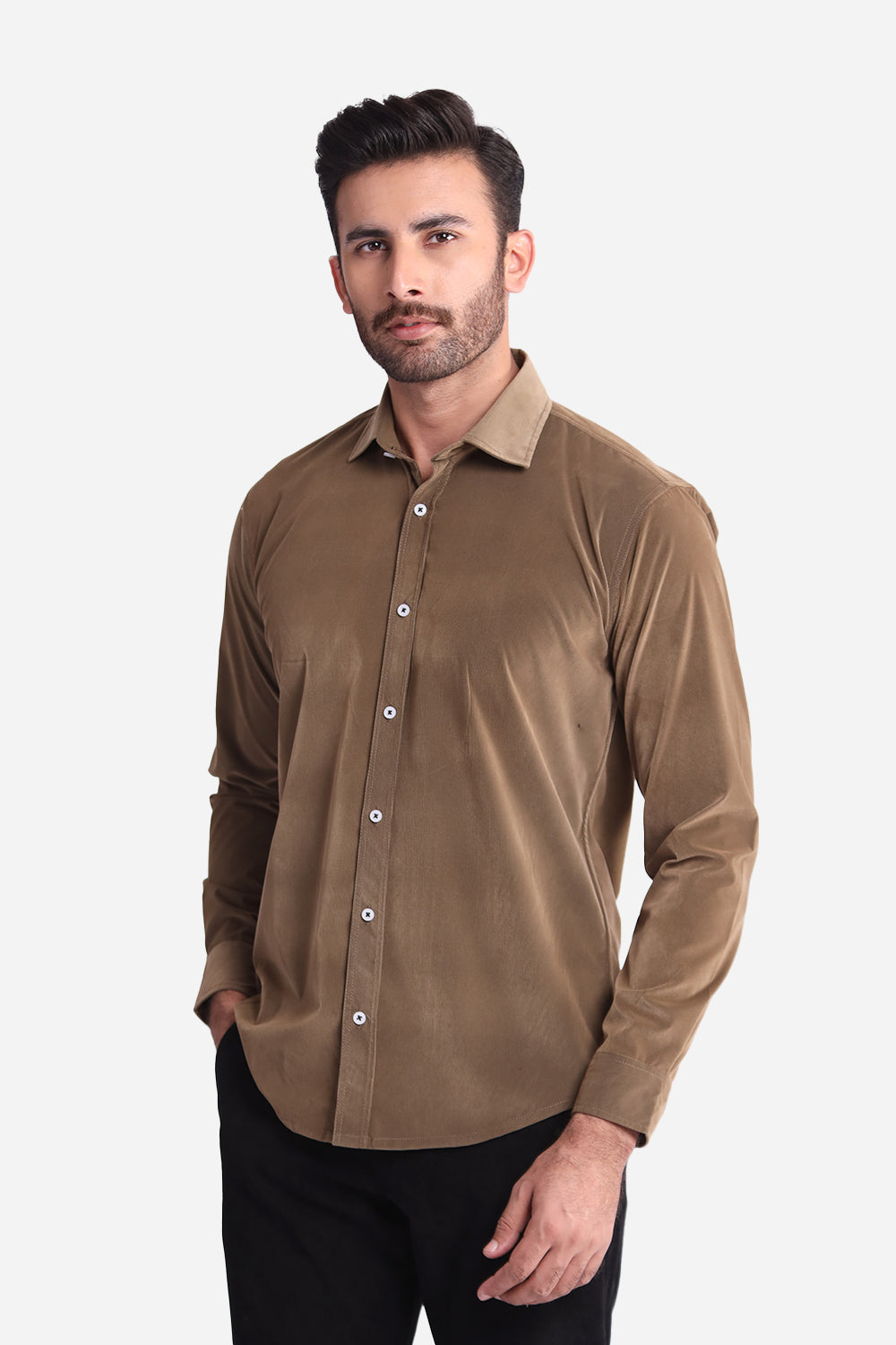 Olive Plain Casual Shirt