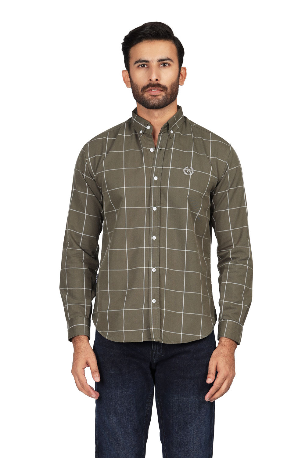 Olive Check Casual Shirt