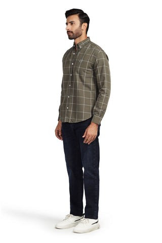 Olive Check Casual Shirt