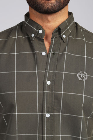 Olive Check Casual Shirt