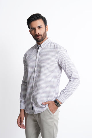 Smart Fit White Check Casual Shirt CS240207-WT