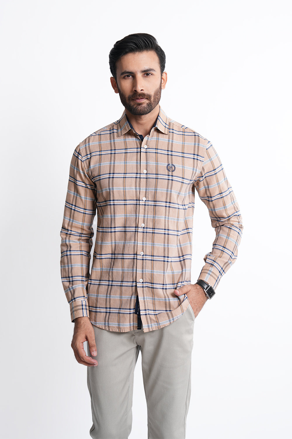 Smart Fit Khaki Check Casual Shirt CS240435-KHI