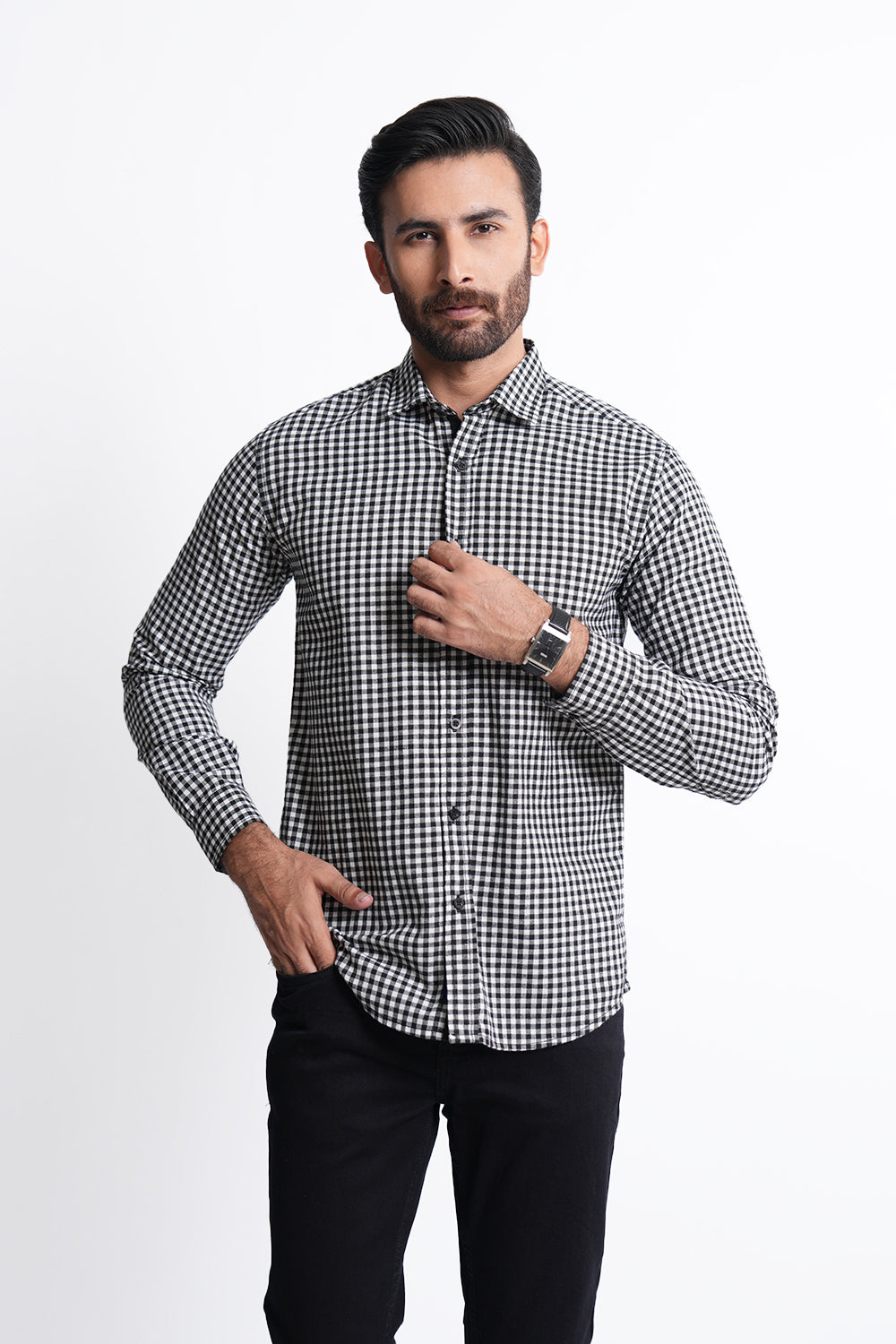 Smart Fit Black Check Casual Shirt CS240503-BK