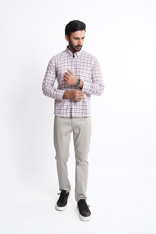 Smart Fit White Check Casual Shirt CS240620-WT