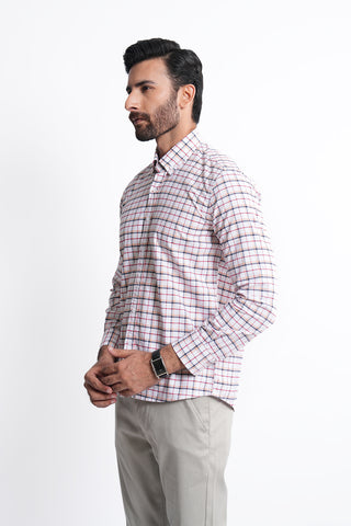 Smart Fit White Check Casual Shirt CS240620-WT