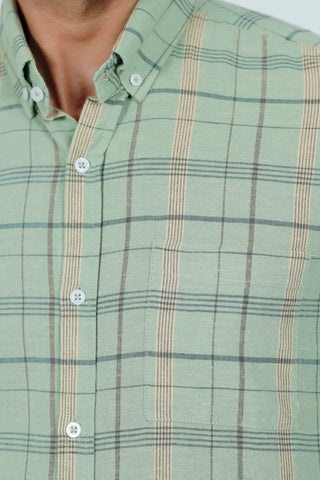 Smart Fit Light Green Check Casual Shirt CS240649-LGN