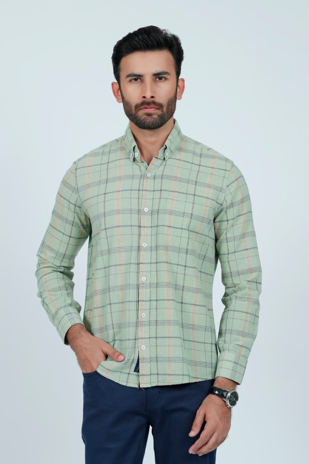 Smart Fit Light Green Check Casual Shirt CS240649-LGN