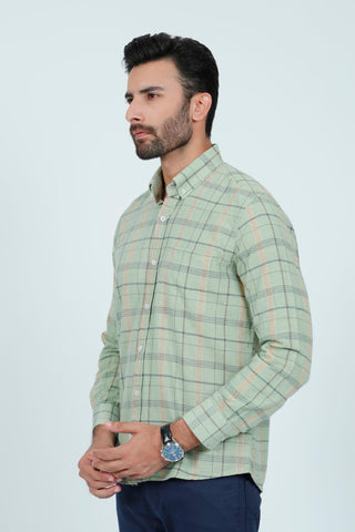 Smart Fit Light Green Check Casual Shirt CS240649-LGN