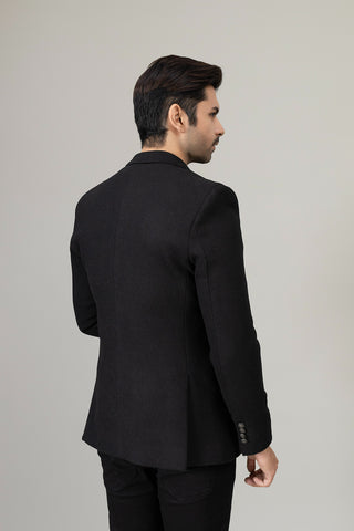 Black Plain Casual Coat