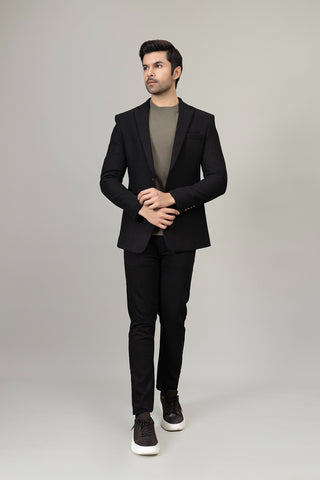 Black Plain Casual Coat