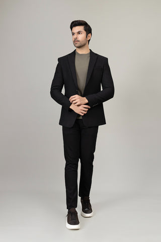 Black Plain Casual Coat