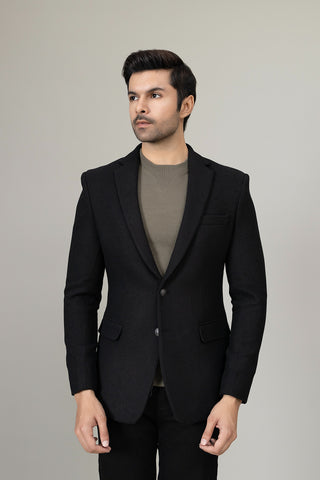 Black Plain Casual Coat