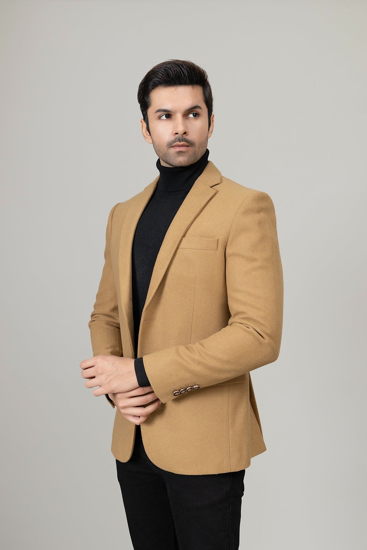 Khaki Plain Casual Coat