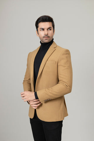 Khaki Plain Casual Coat