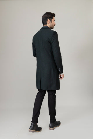 Olive Long Plain Casual Coat