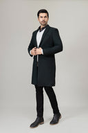 Olive Long Plain Casual Coat