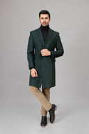 Long Plain Green Casual Coat