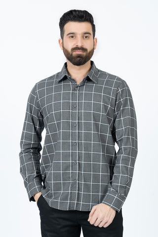 GREY CHECK CASUAL SHIRT