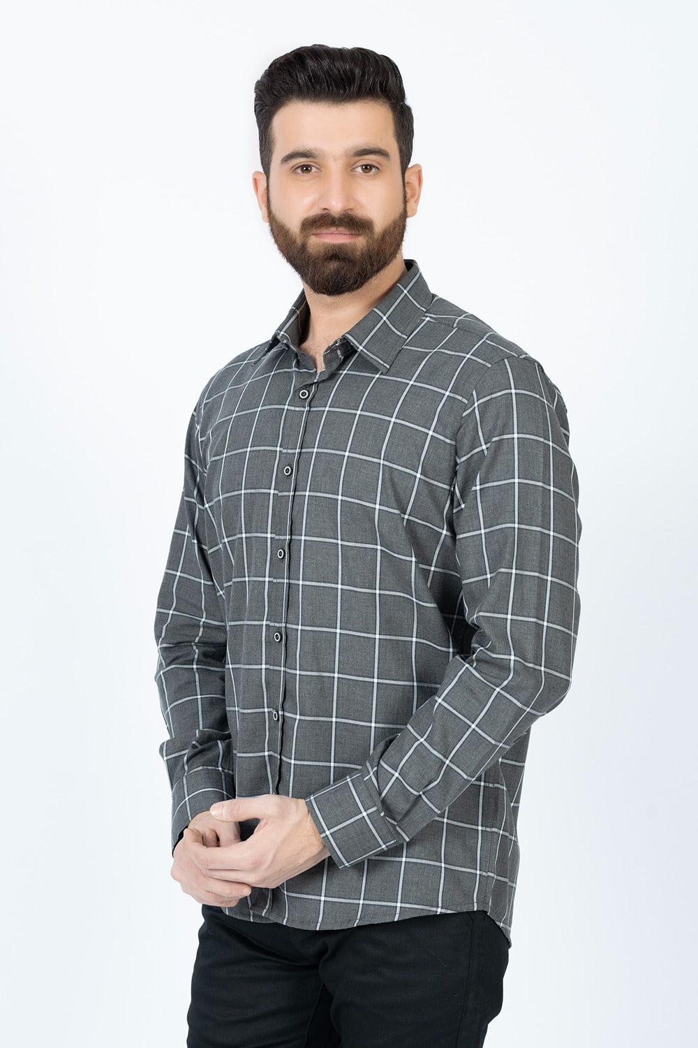 GREY CHECK CASUAL SHIRT