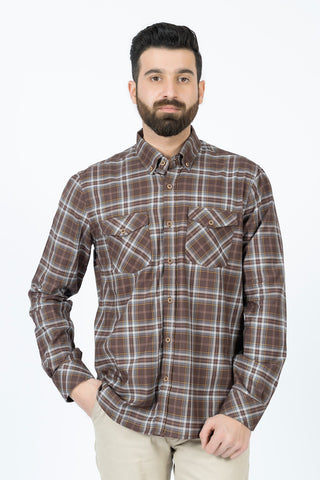 BROWN CHECK CASUAL SHIRT