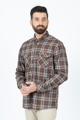 BROWN CHECK CASUAL SHIRT