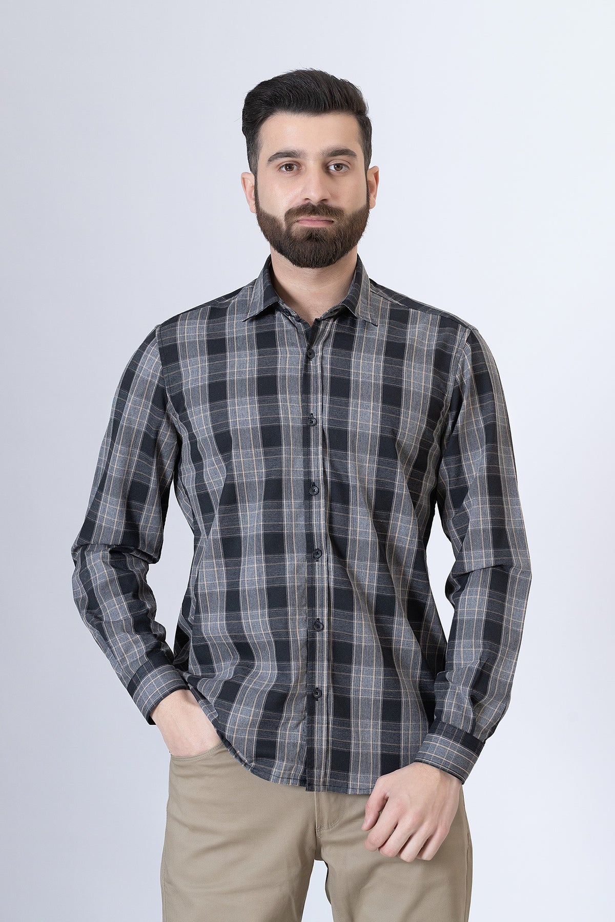 Black Check Casual Shirt