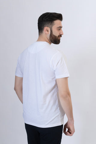 White Round Neck Shirt- RTNC241153-WT