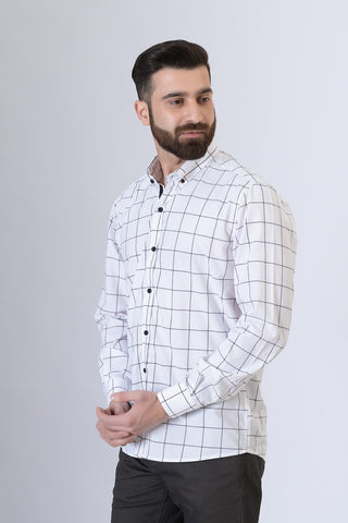 White Check Casual Shirt