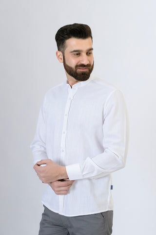 White Plain Casual Shirt- PS240747-WT