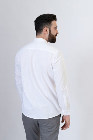 White Plain Casual Shirt- PS240747-WT