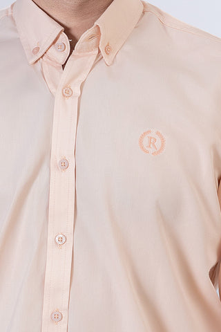 Peach Plain Casual Shirt