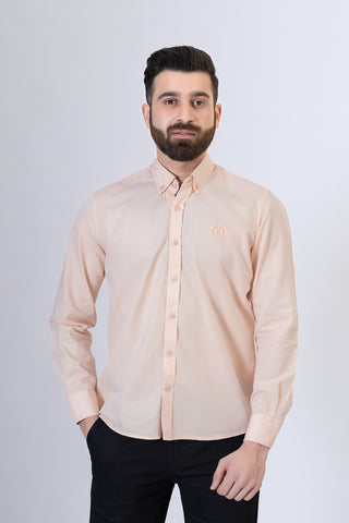 Peach Plain Casual Shirt