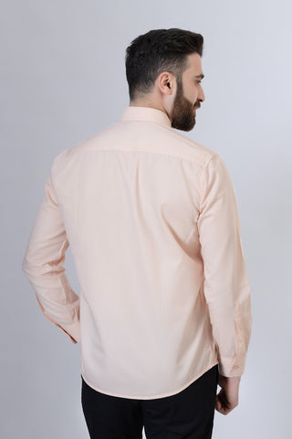 Peach Plain Casual Shirt