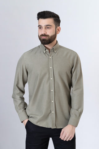 Olive Plain Casual Shirt