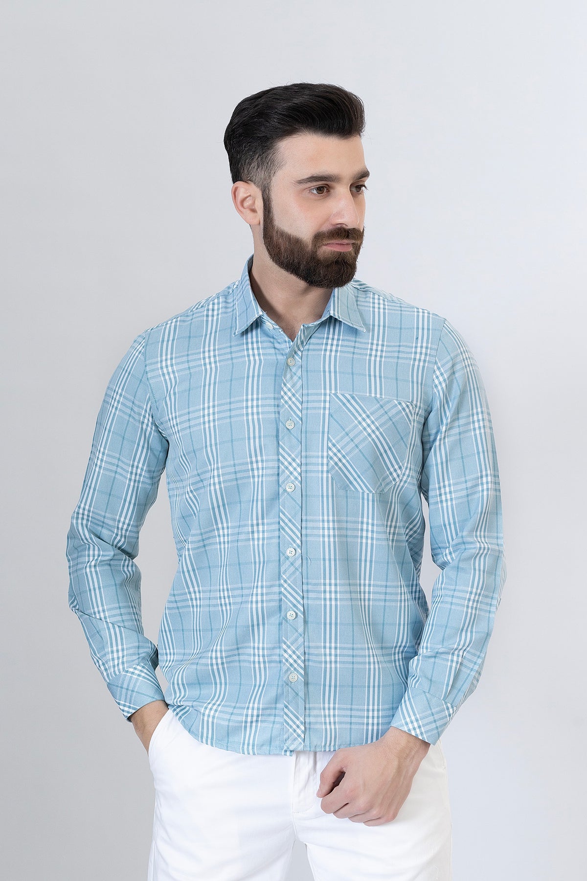 Light Green Check Casual Shirt - CS241131-LGN