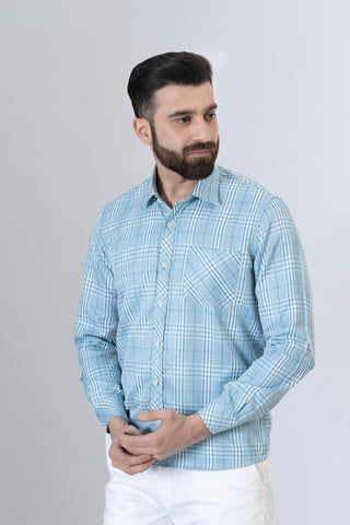 Light Green Check Casual Shirt - CS241131-LGN