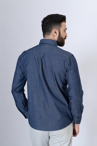 Blue Plain Casual Shirt