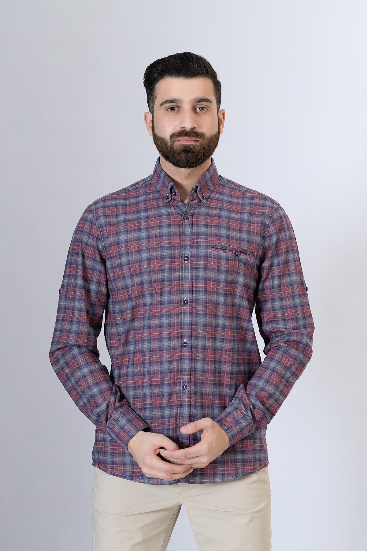 Maroon Check Casual Shirt