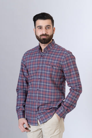 Maroon Check Casual Shirt