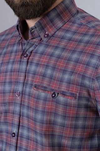 Maroon Check Casual Shirt