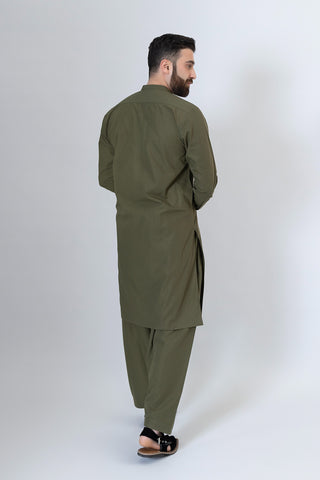 Olive Shalwar Kameez- SK241107-OL