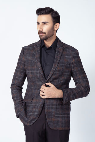 Charcoal Grey Check Coat SF3129-CG