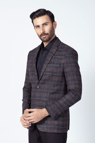 Charcoal Grey Check Coat SF3129-CG