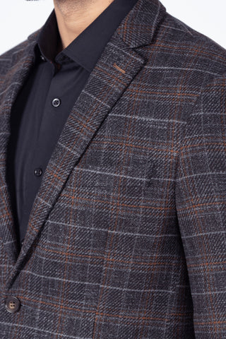 Charcoal Grey Check Coat SF3129-CG