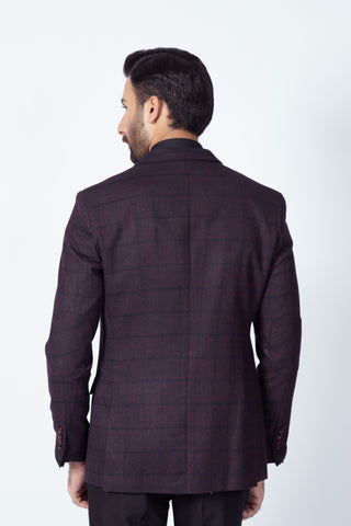 Maroon Check Coat SF9964-MR