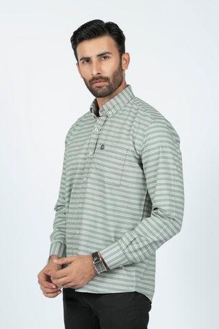 Classic Fit Light Green Lining Casual Shirt LC240621-LGN