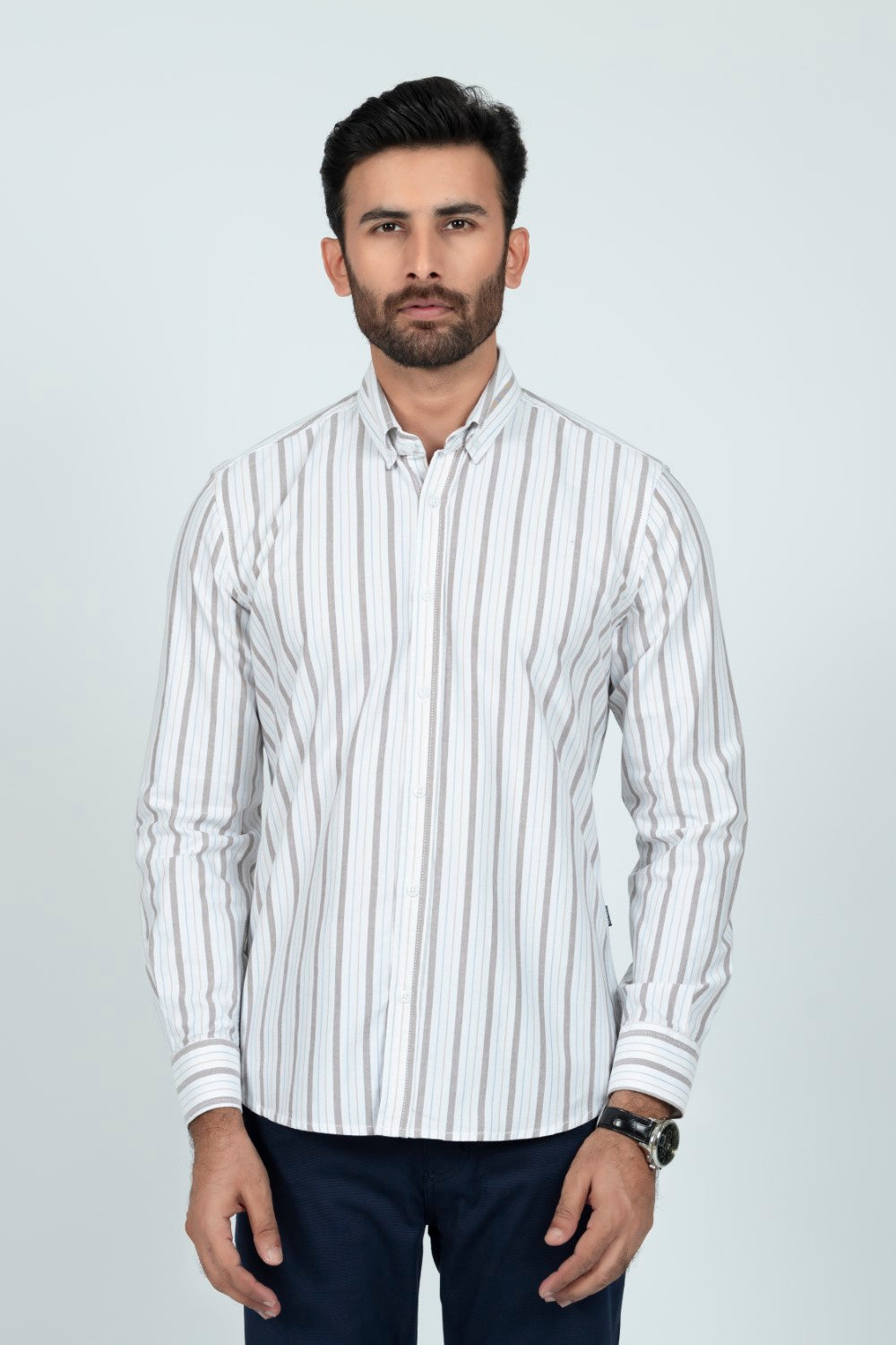 Classic Fit White Lining Casual Shirt LC240677-WT