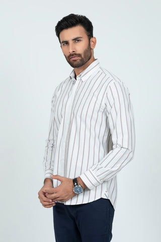 Classic Fit White Lining Casual Shirt LC240677-WT