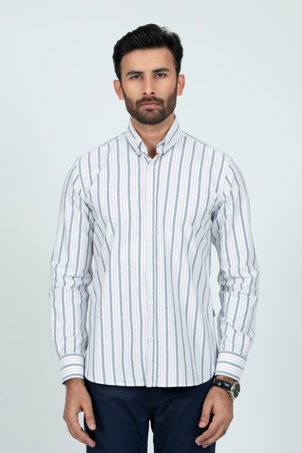 Classic Fit White Lining Casual Shirt LC240678-WT